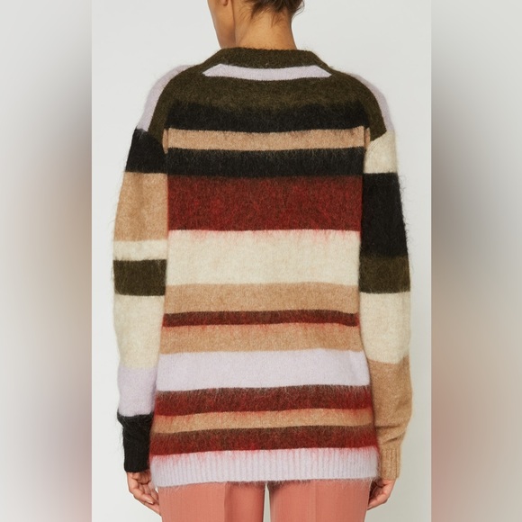 🍁ACNE STUDIOS Green and Red Kalbah Mohair Striped Sweater - Picture 4 of 16